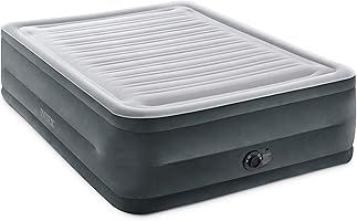 Intex 64417ED 22in Queen Dura-Beam Comfort Plush High-Rise Inflatable Air Mattress with Built in Pump for Travel and...