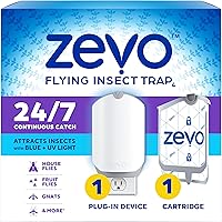 Zevo Flying Insect Trap & Cartridge - Plug in Fly Trap & Indoor Bug Catcher for Gnats, House & Fruit Flies - Mess-Free -...