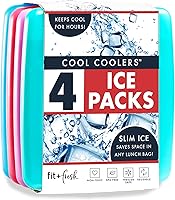 Cool Coolers by Fit + Fresh, Reusable & Long-Lasting Slim Ice Packs, Cold Packs for Lunch Boxes, Ice Packs for Lunch Bags